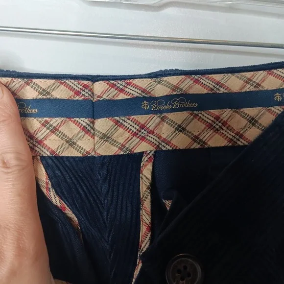 Brooks Brothers Clark Pants Mens Sz 32X30 Navy Blue Corduroy Straight Leg Preppy - Picture 5 of 10